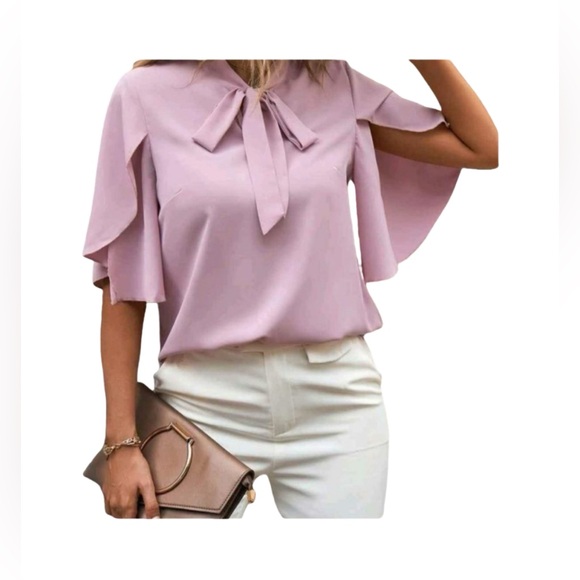 PINK BLOUSE PETAL SLEEVE XS - Picture 1 of 5
